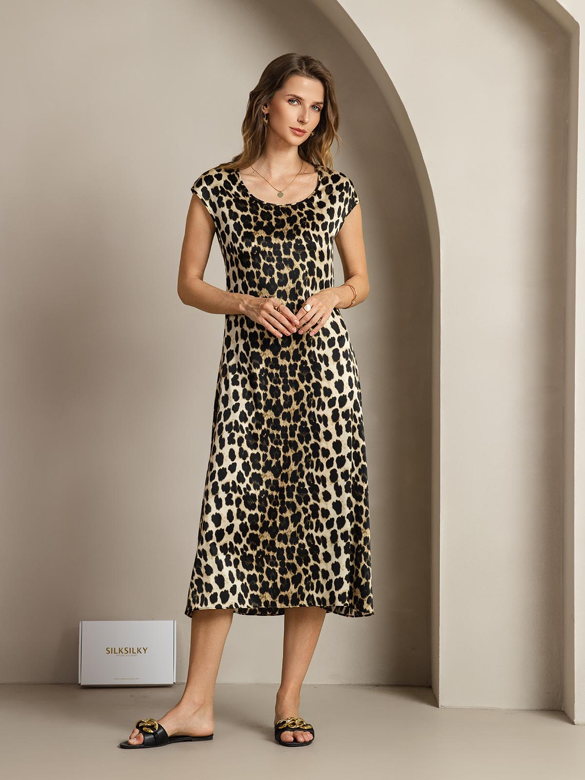 19Momme Soie Col U Sans Manches Robe
