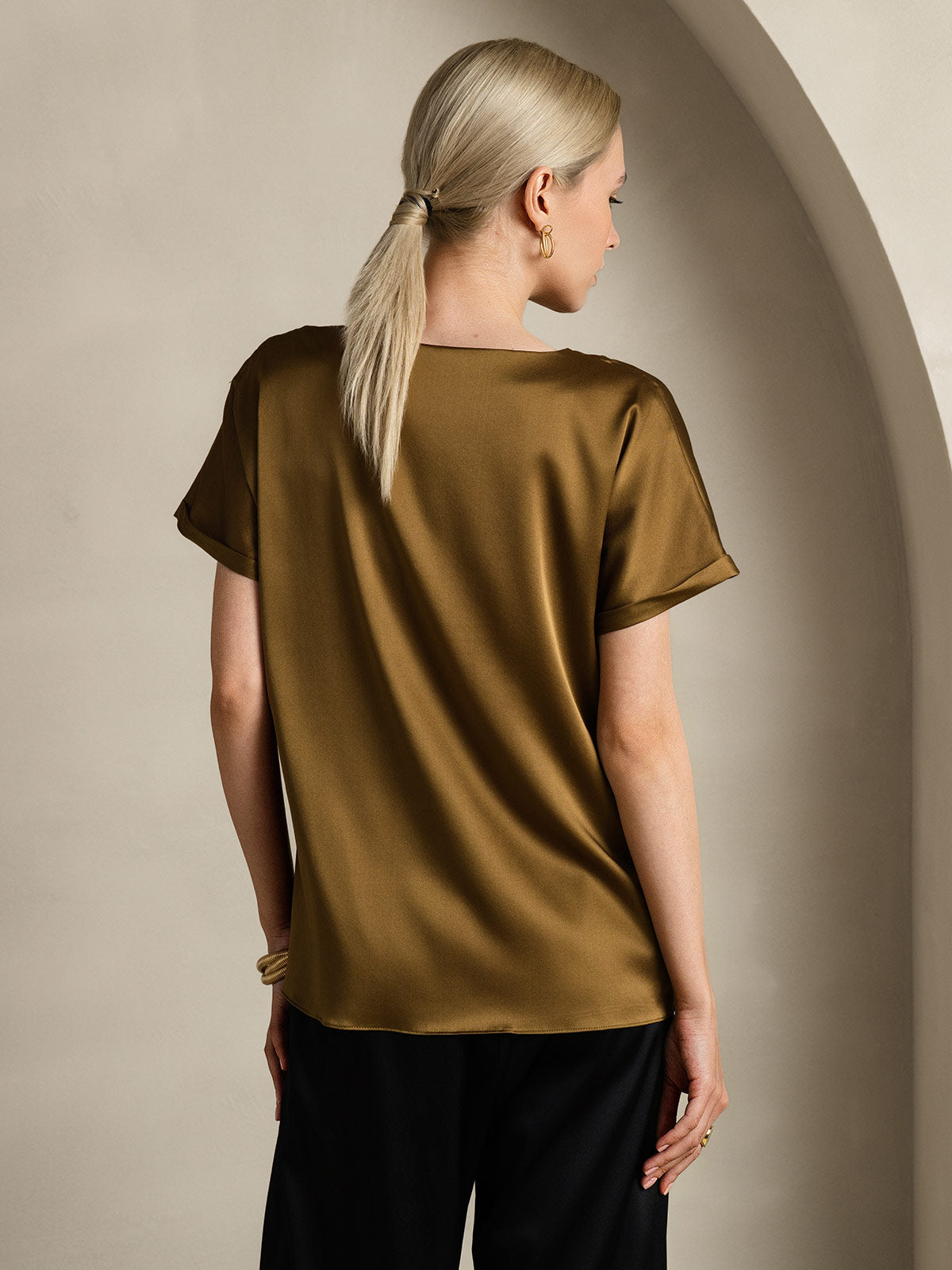 19Momme Soie Décontracté Manches Courtes T-Shirt 19Momme Soie Décontracté Manches Courtes T-Shirt