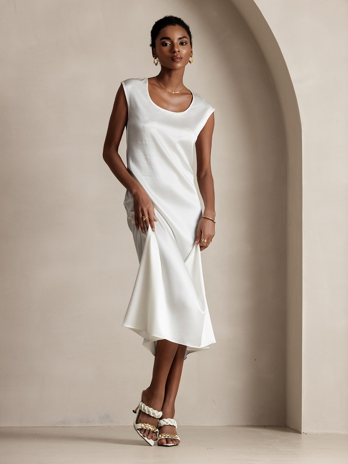 19Momme Robe Décontractée Sans Manches en Soie 19Momme Robe Décontractée Sans Manches en Soie
