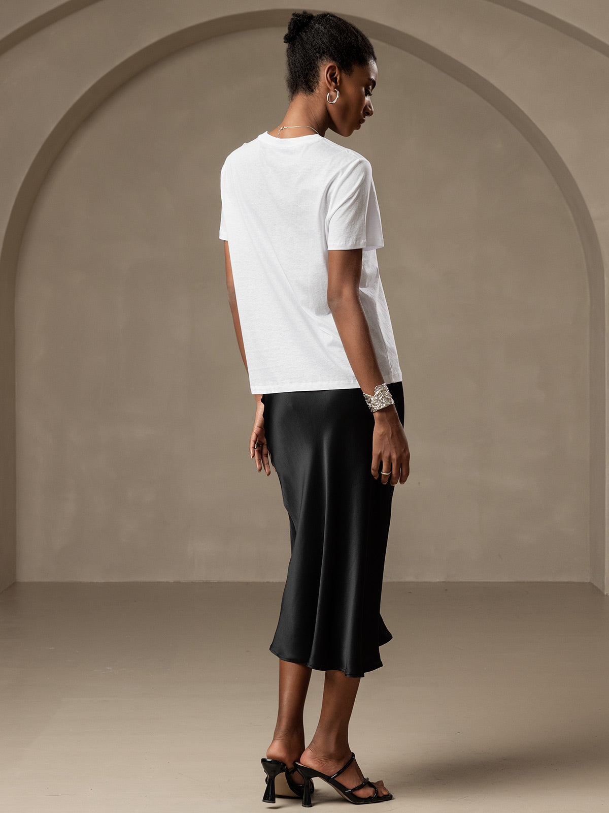 Soie Tricoté Col Rond T-shirt Soie Tricoté Col Rond T-shirt