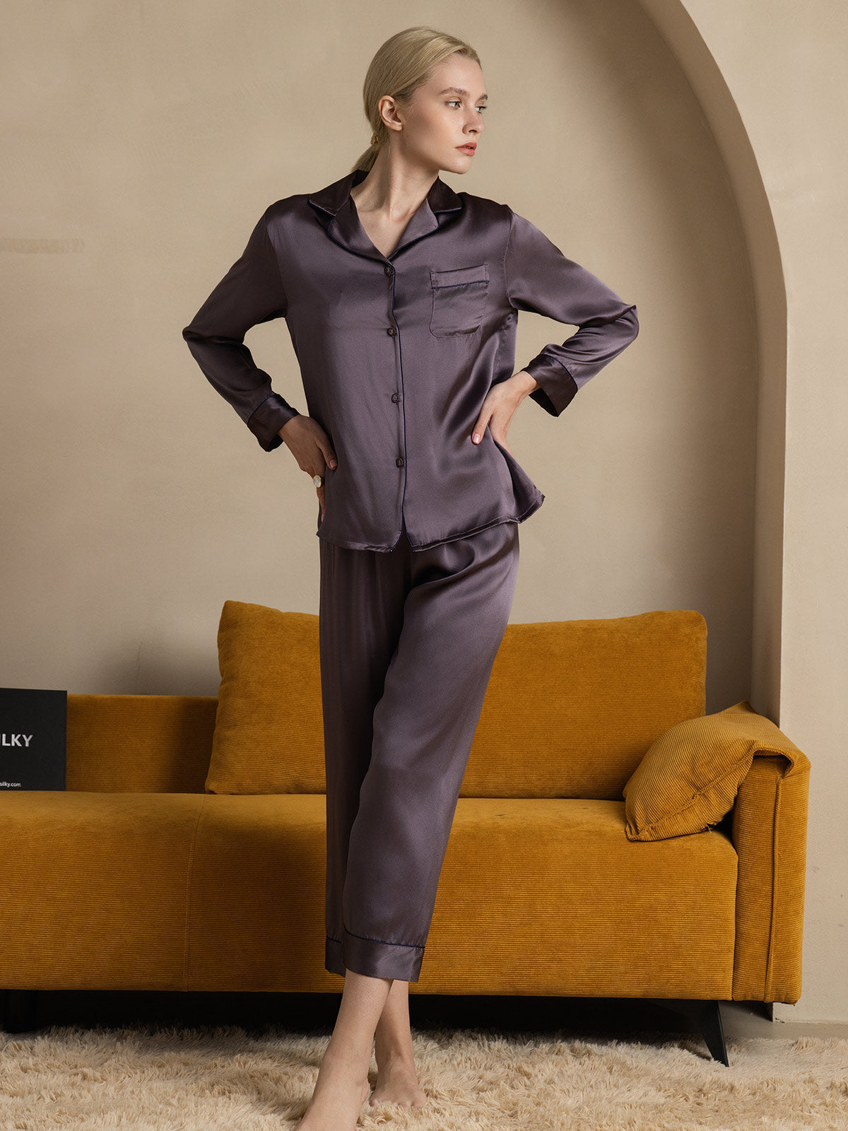 Pyjama à Manches Longues en Soie Pure 2 Pièces Pyjama à Manches Longues en Soie Pure 2 Pièces