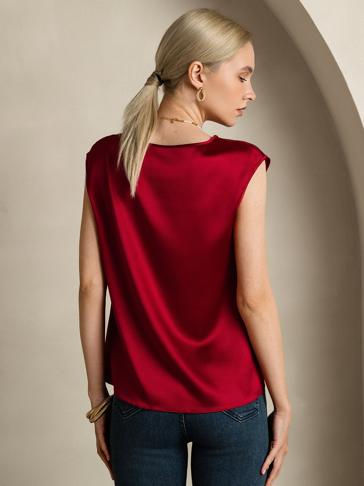 19Momme Soie Manches Capuchons Blouse 19Momme Soie Manches Capuchons Blouse