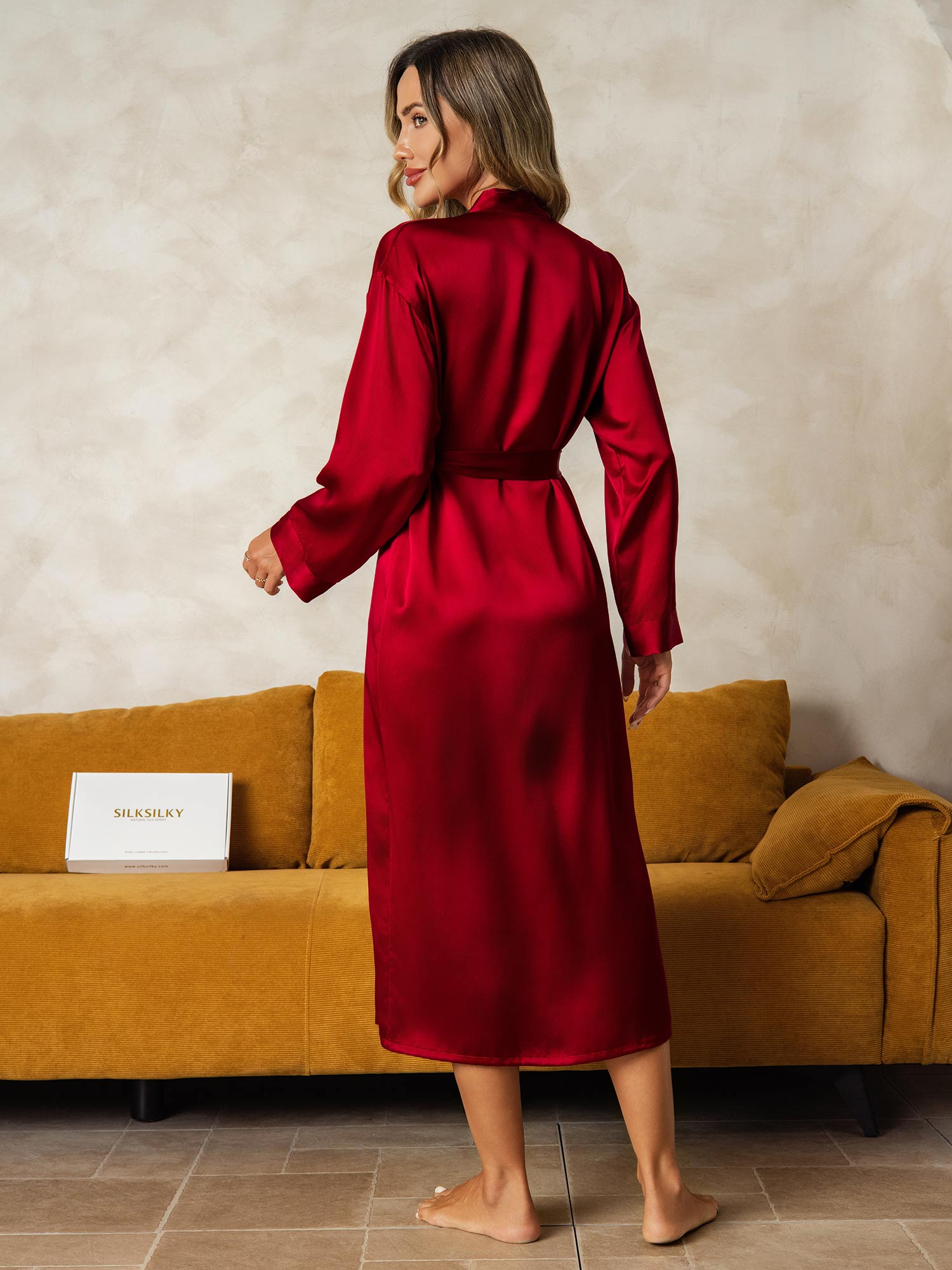 Femme Peignoir Long en Soie de Morus Femme Peignoir Long en Soie de Morus
