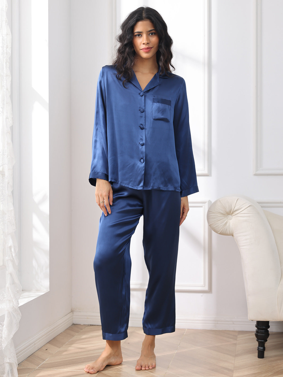 Femme Pyjamas Pure Soie Boutons Femme Pyjamas Pure Soie Boutons