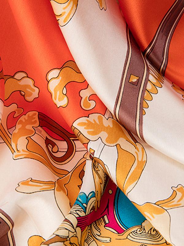 Foulard Carré en Soie Orange Harmonie 110 Foulard Carré en Soie Orange Harmonie 110