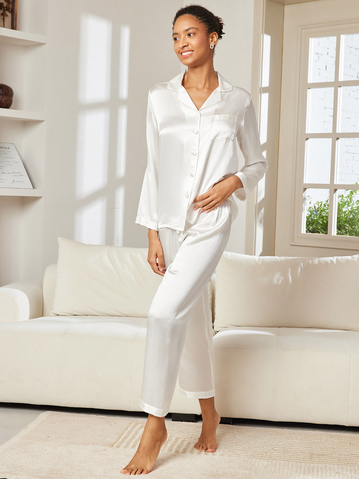 Femme Pyjamas Pure Soie Boutons Femme Pyjamas Pure Soie Boutons