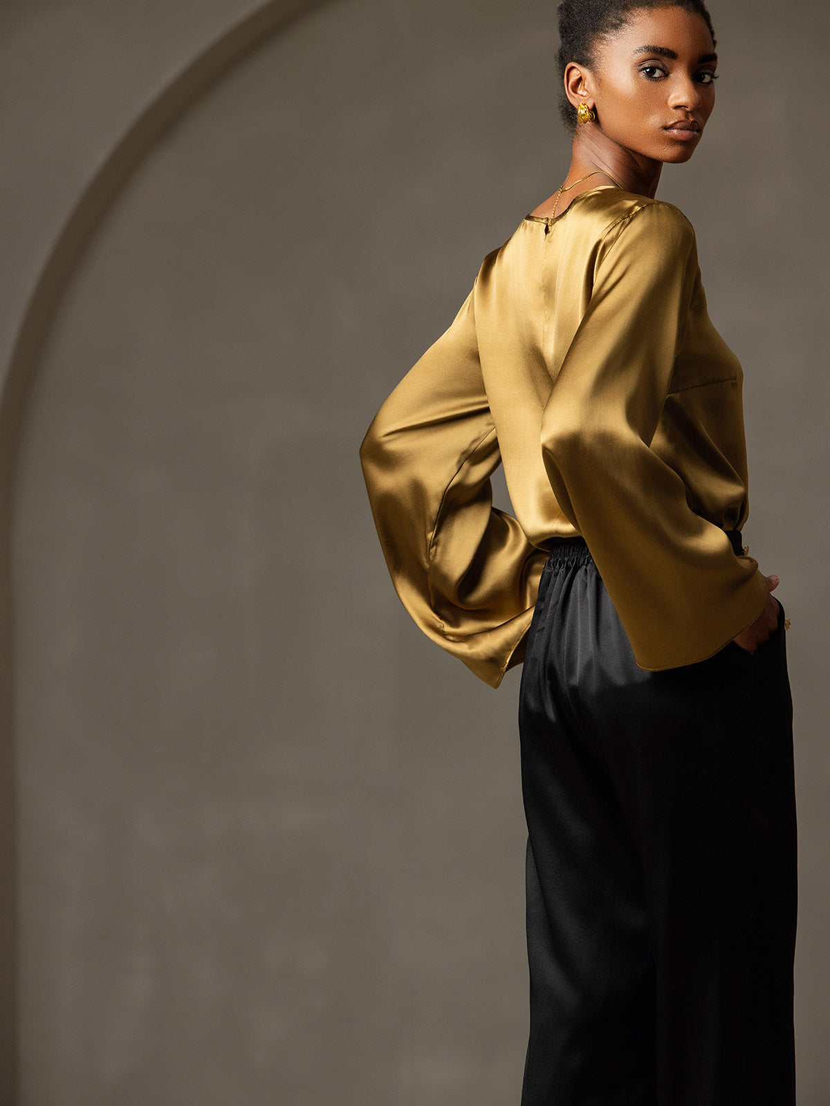19Momme Soie Relax Longues Manches Blouse 19Momme Soie Relax Longues Manches Blouse