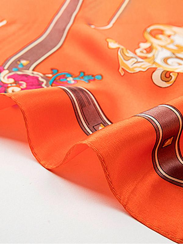 Foulard Carré en Soie Orange Harmonie 110 Foulard Carré en Soie Orange Harmonie 110