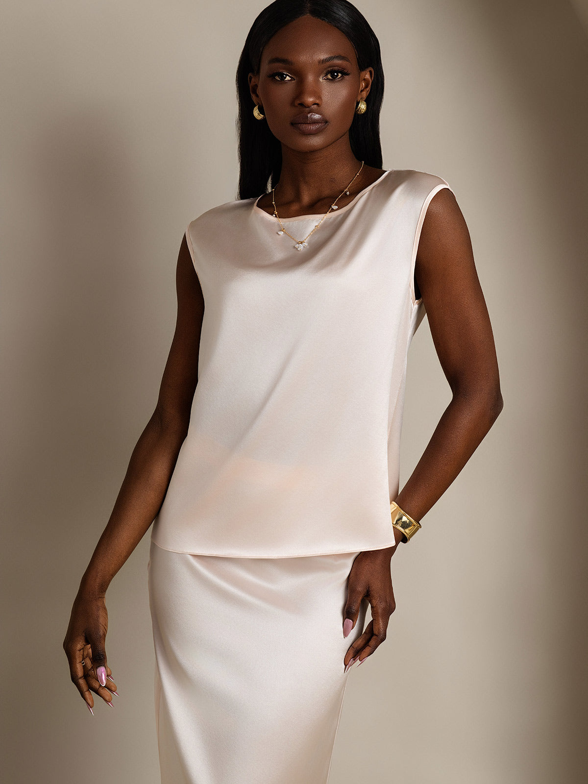 19Momme Soie Manches Capuchons Blouse 19Momme Soie Manches Capuchons Blouse