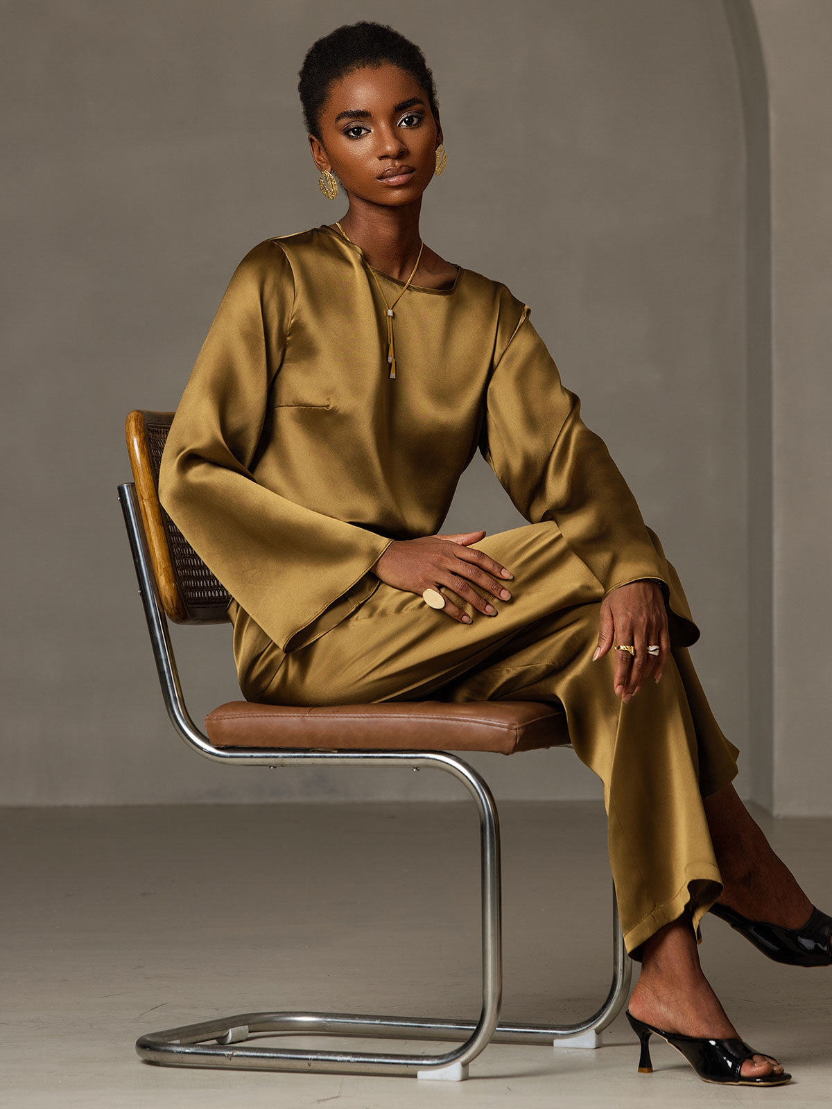 19Momme Soie Relax Longues Manches Blouse 19Momme Soie Relax Longues Manches Blouse