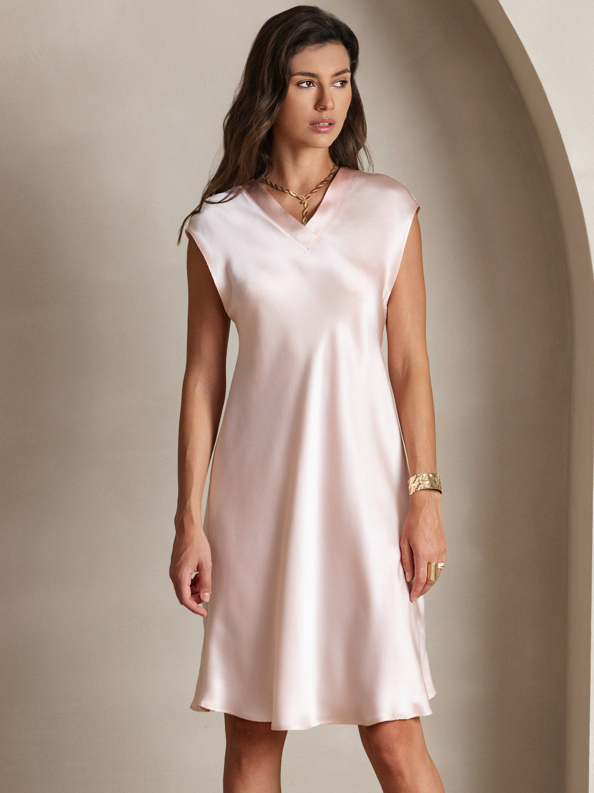 Pure Soie Élégante Cap Sleeve Robe Pure Soie Élégante Cap Sleeve Robe