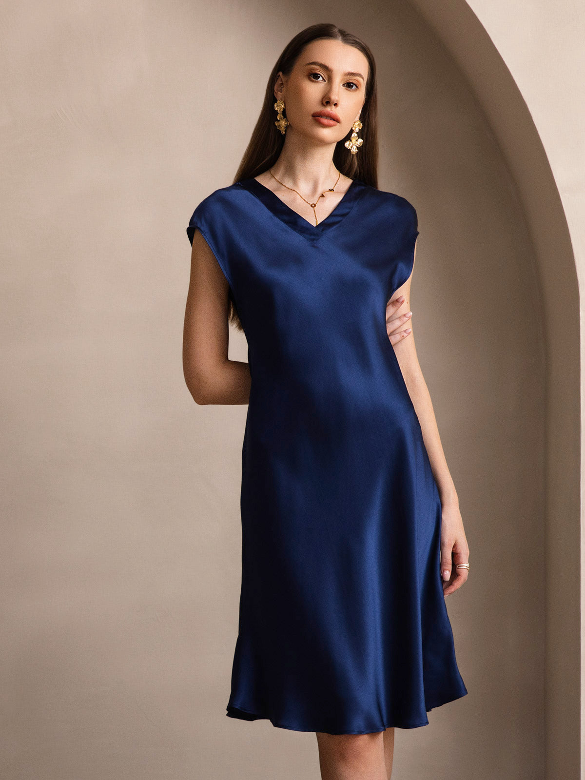 Pure Soie Élégante Cap Sleeve Robe Pure Soie Élégante Cap Sleeve Robe