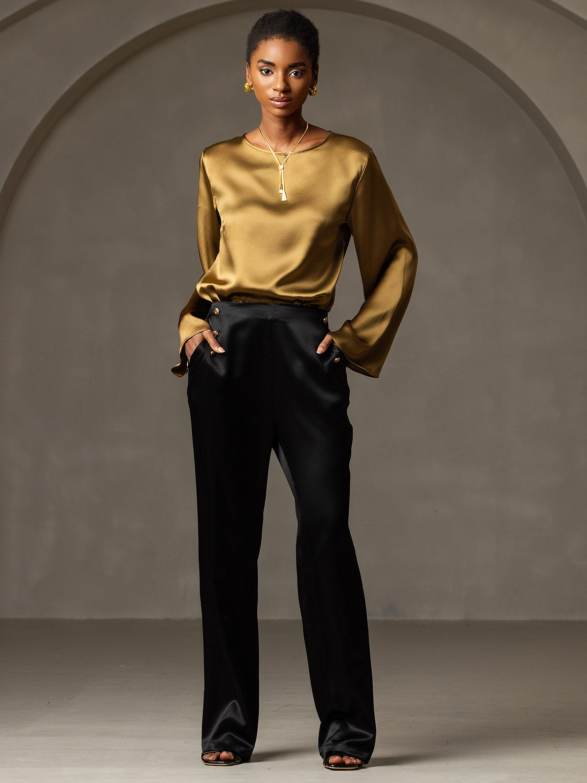 19Momme Soie Relax Longues Manches Blouse 19Momme Soie Relax Longues Manches Blouse