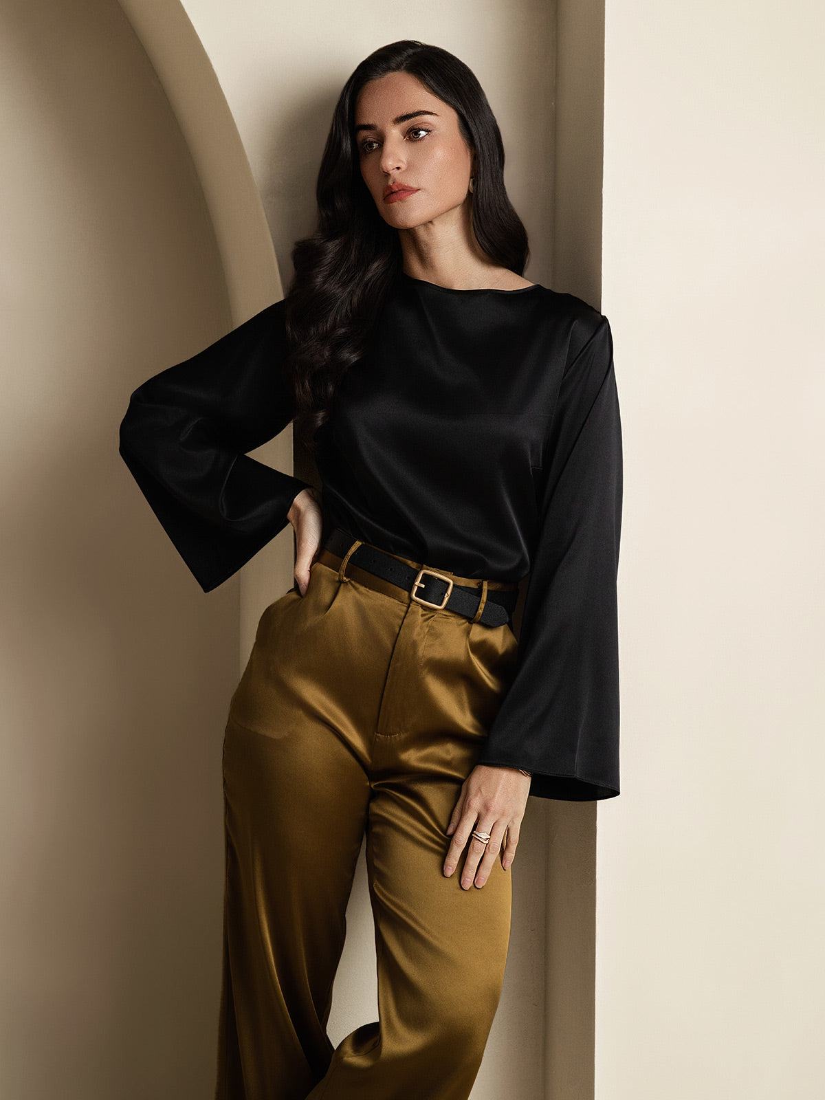 19Momme Soie Relax Longues Manches Blouse 19Momme Soie Relax Longues Manches Blouse