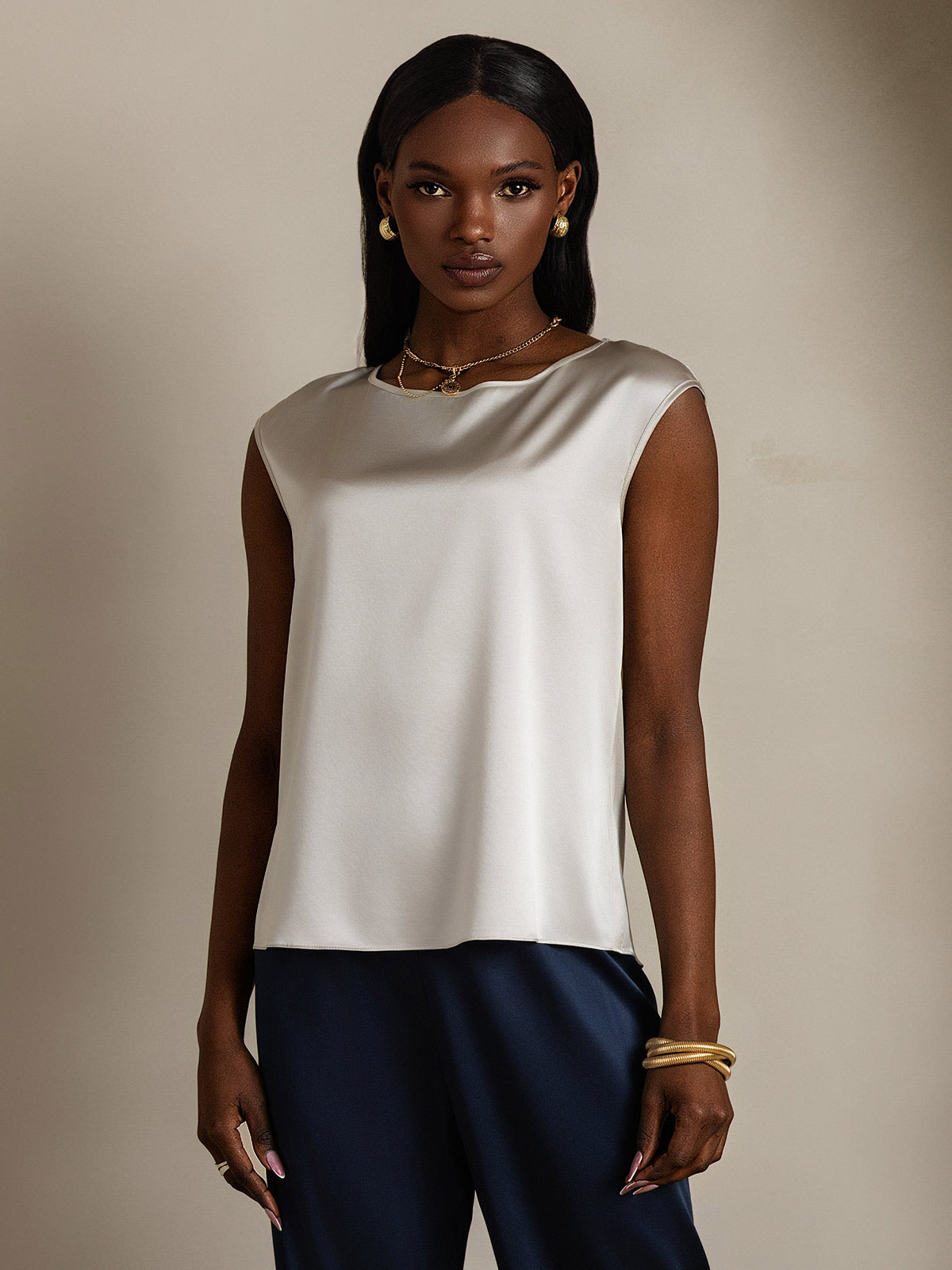 19Momme Soie Manches Capuchons Blouse 19Momme Soie Manches Capuchons Blouse