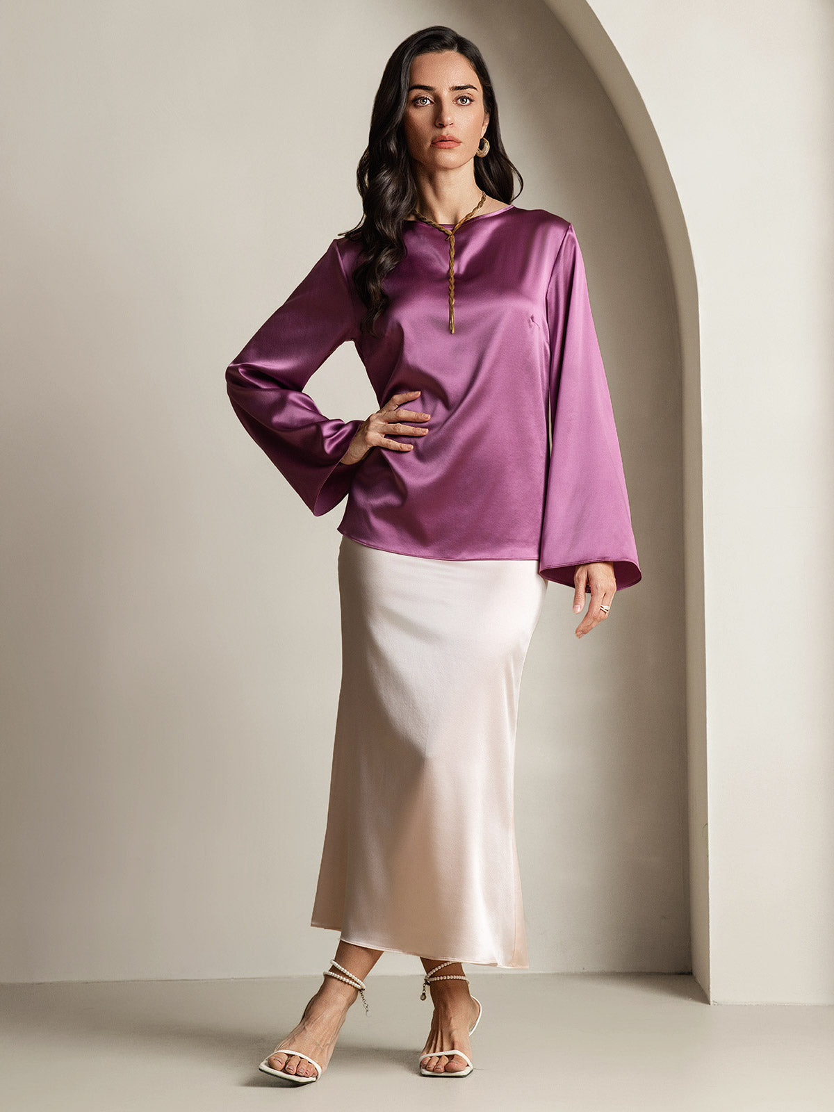19Momme Soie Longues Manches Blouse 19Momme Soie Longues Manches Blouse