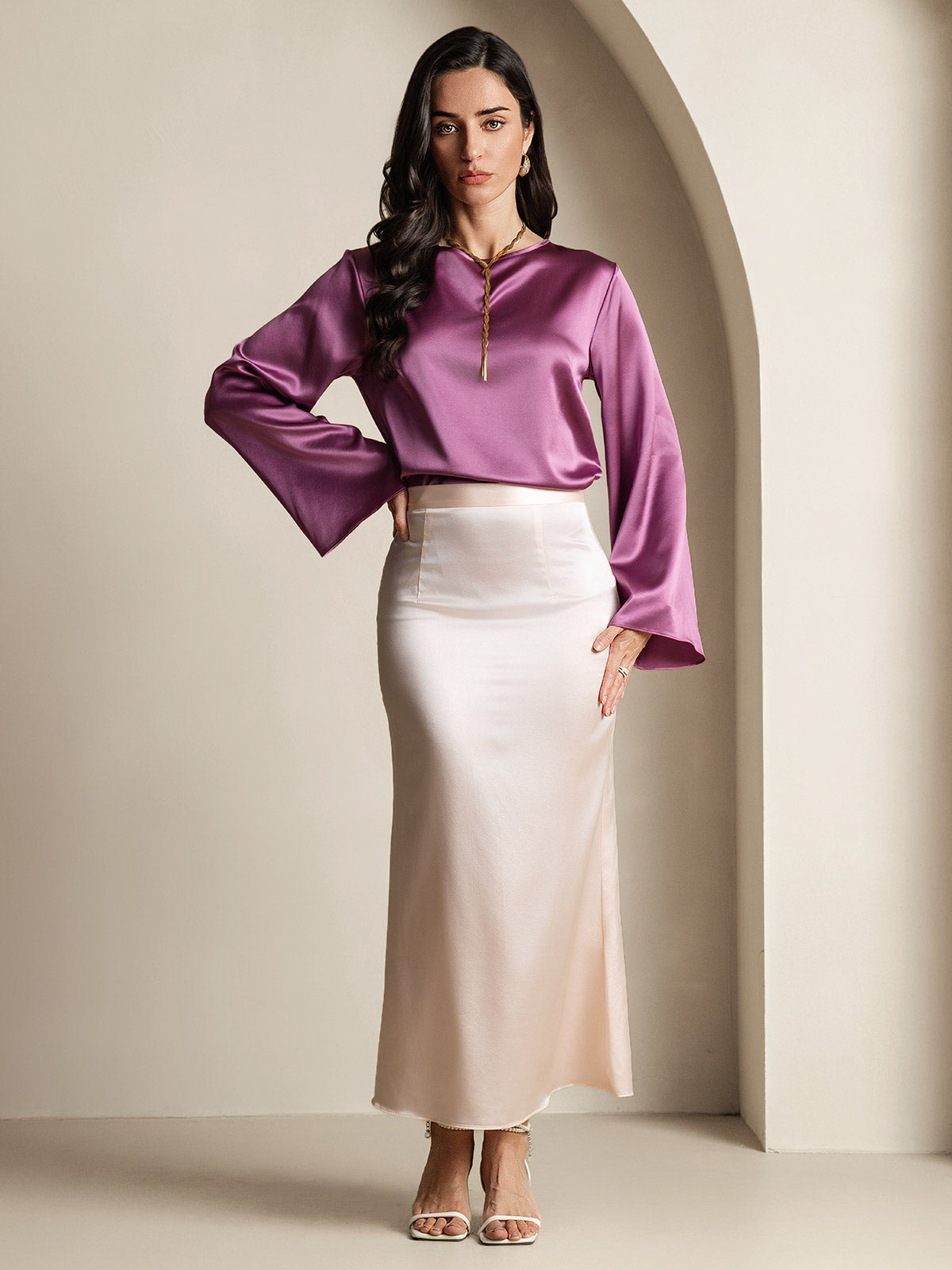 19Momme Soie Longues Manches Blouse 19Momme Soie Longues Manches Blouse