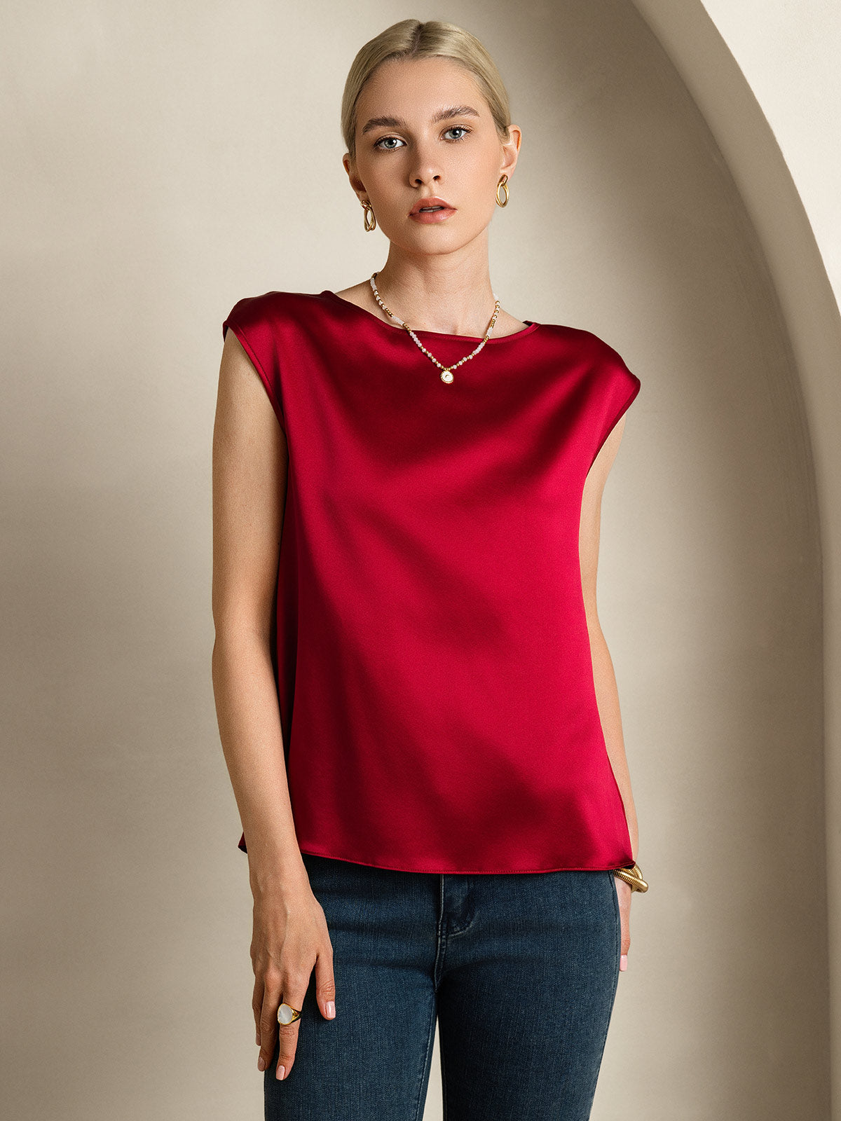 19Momme Soie Manches Capuchons Blouse 19Momme Soie Manches Capuchons Blouse