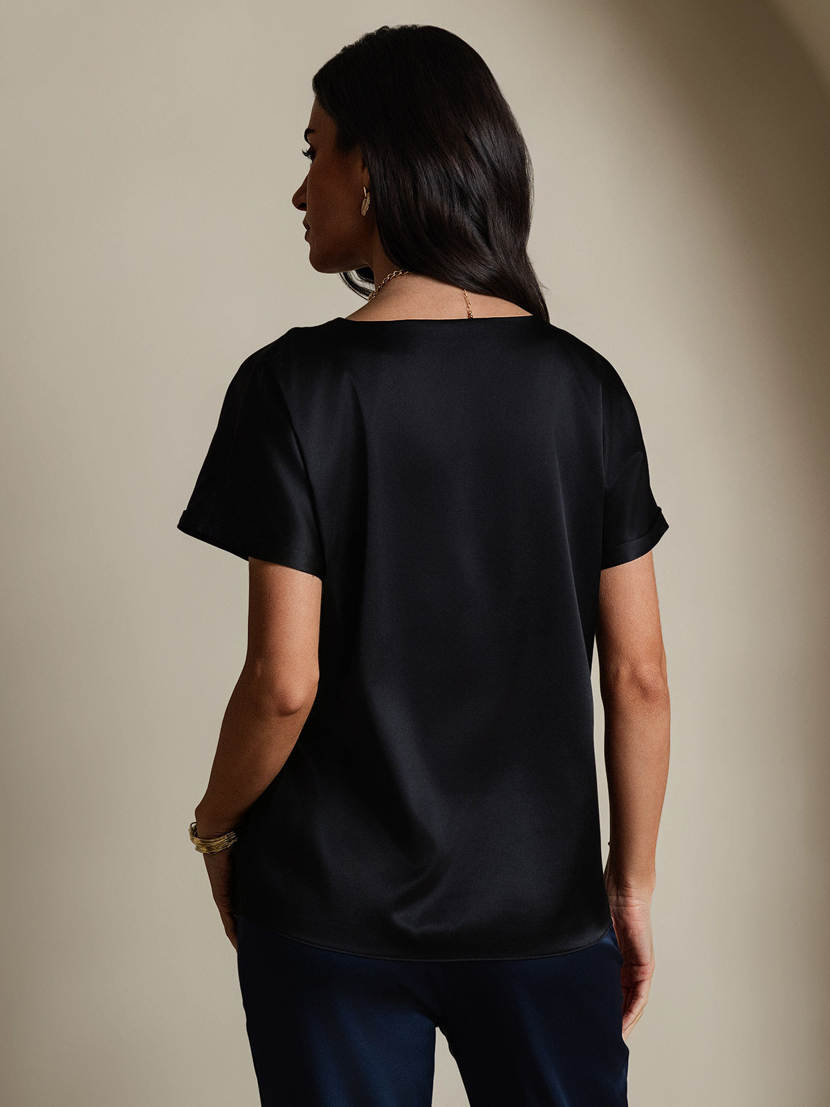19Momme Soie Décontracté Manches Courtes T-Shirt 19Momme Soie Décontracté Manches Courtes T-Shirt