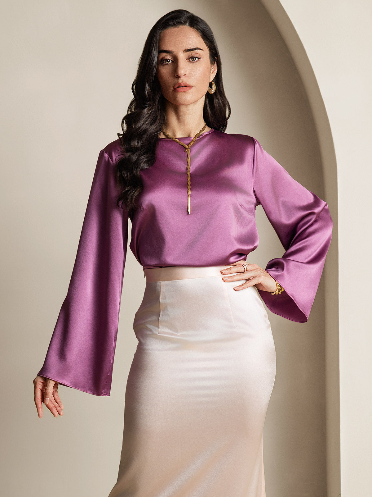 19Momme Soie Longues Manches Blouse 19Momme Soie Longues Manches Blouse