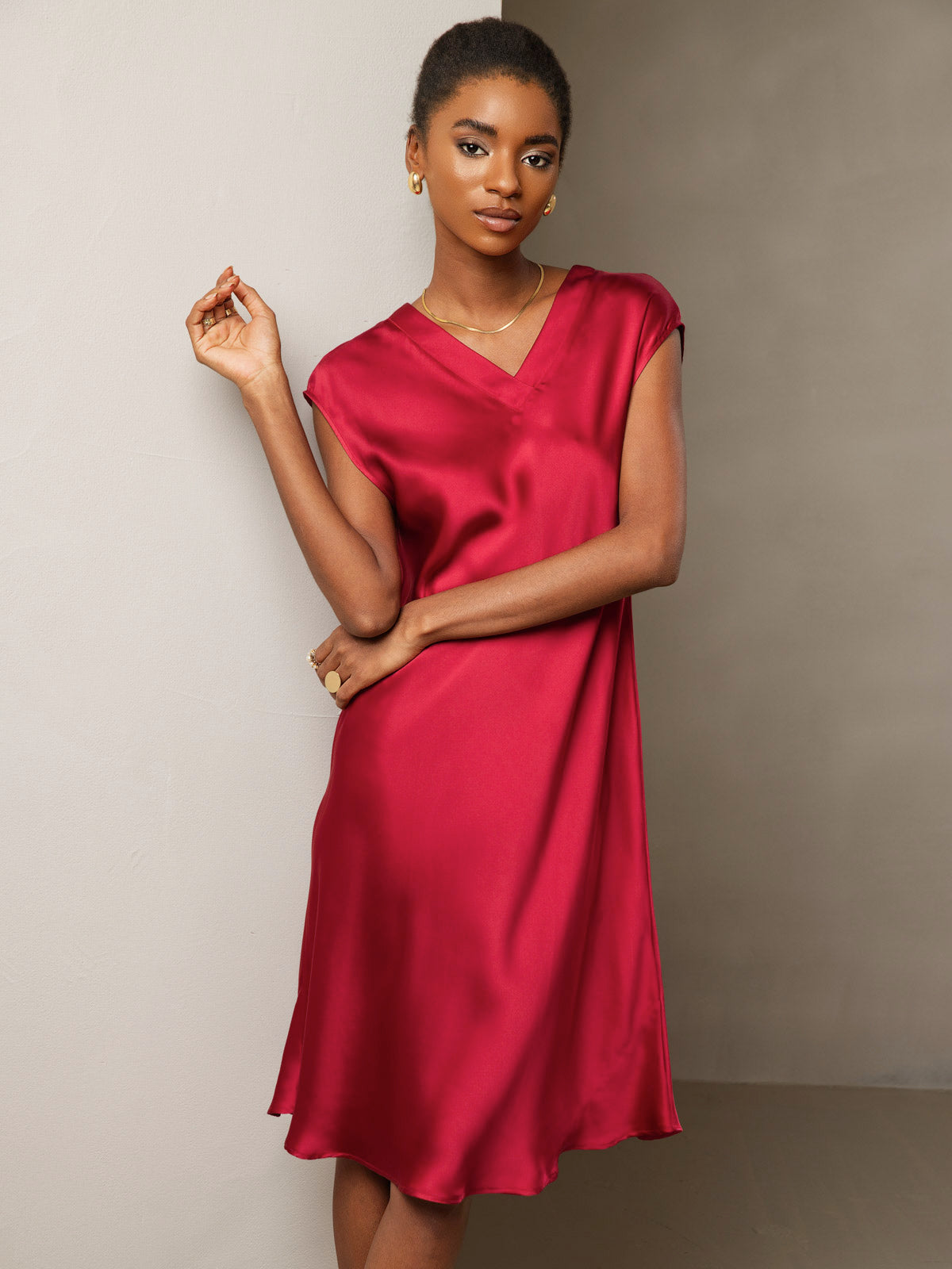 Pure Soie Élégante Cap Sleeve Robe Pure Soie Élégante Cap Sleeve Robe