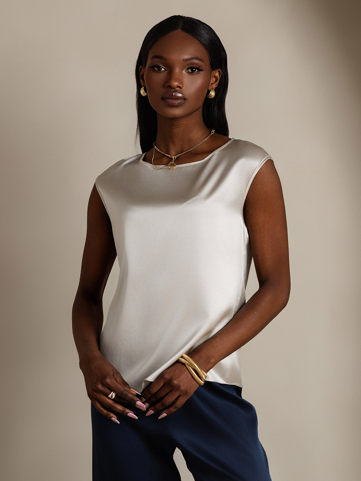 19Momme Soie Manches Capuchons Blouse 19Momme Soie Manches Capuchons Blouse