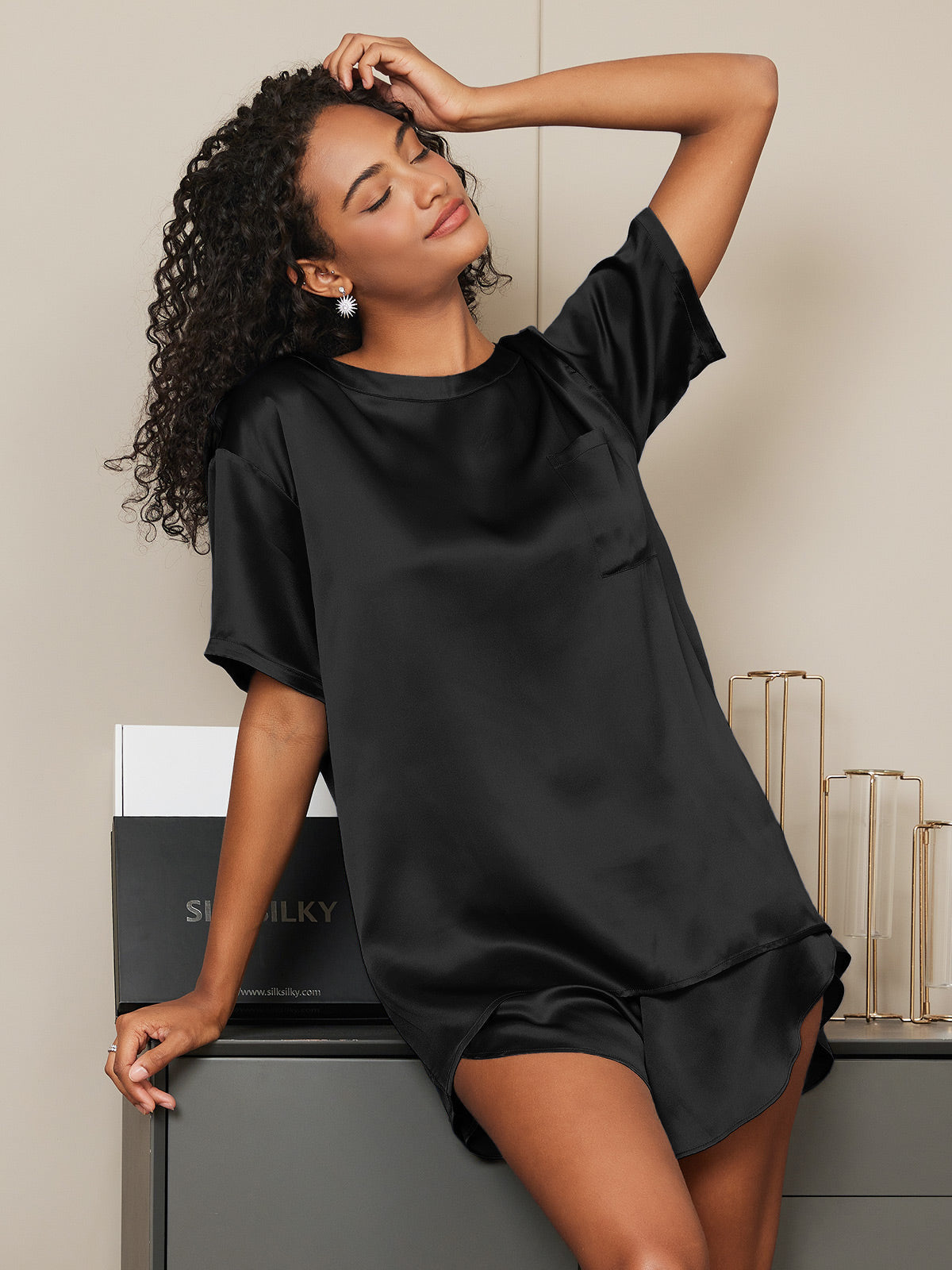 Pure Soie Courtes Manches Pyjamas Pure Soie Courtes Manches Pyjamas