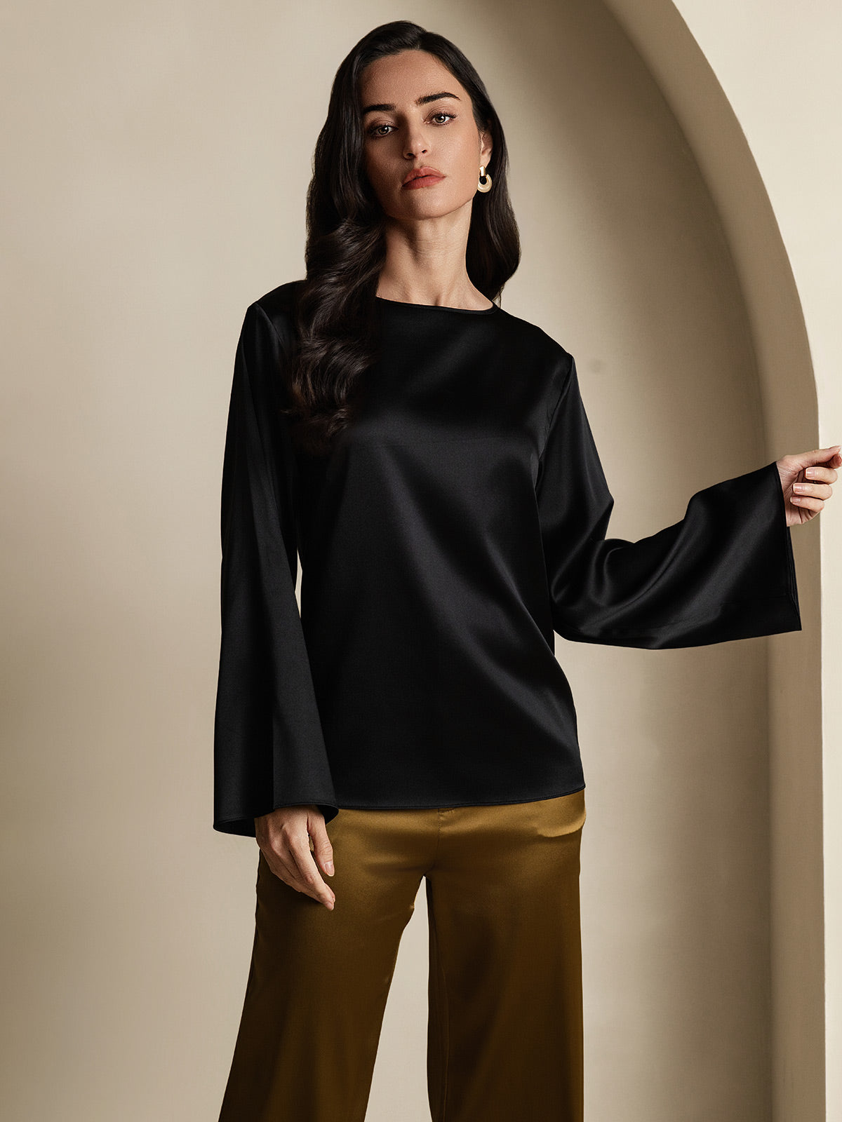 19Momme Soie Relax Longues Manches Blouse 19Momme Soie Relax Longues Manches Blouse