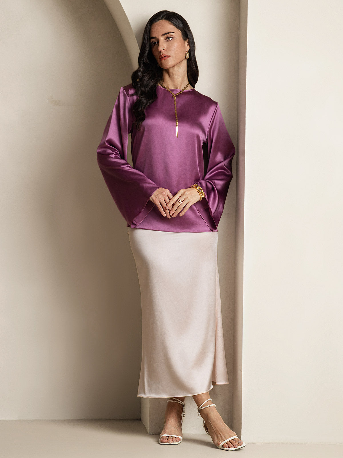 19Momme Soie Longues Manches Blouse 19Momme Soie Longues Manches Blouse