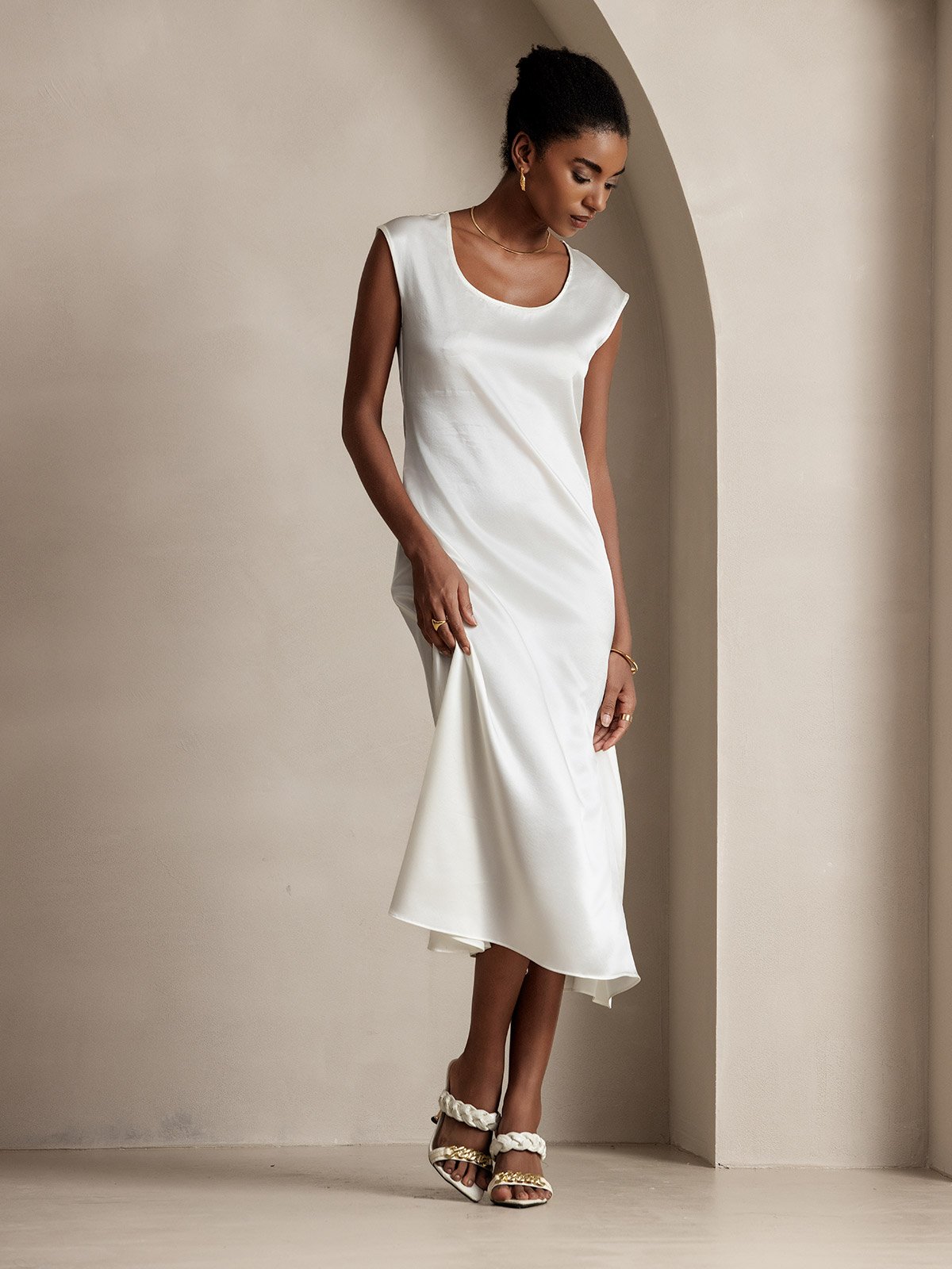19Momme Robe Décontractée Sans Manches en Soie 19Momme Robe Décontractée Sans Manches en Soie