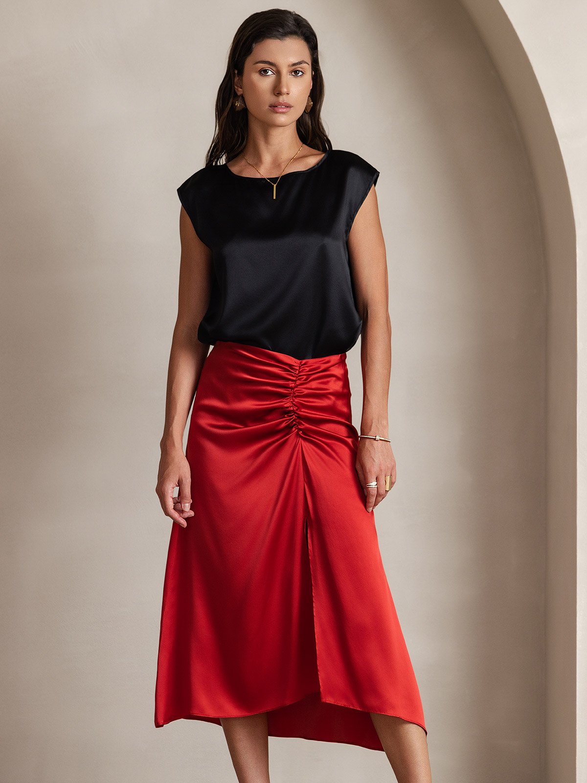 19Momme Soie Manches Capuchons Blouse 19Momme Soie Manches Capuchons Blouse