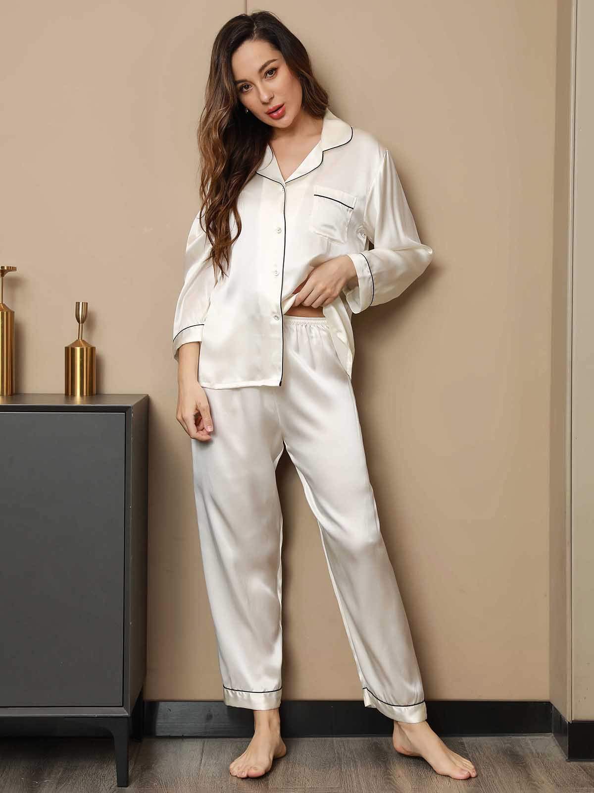 Ensemble Pyjama à Manches Longues en Pure Soie Ensemble Pyjama à Manches Longues en Pure Soie
