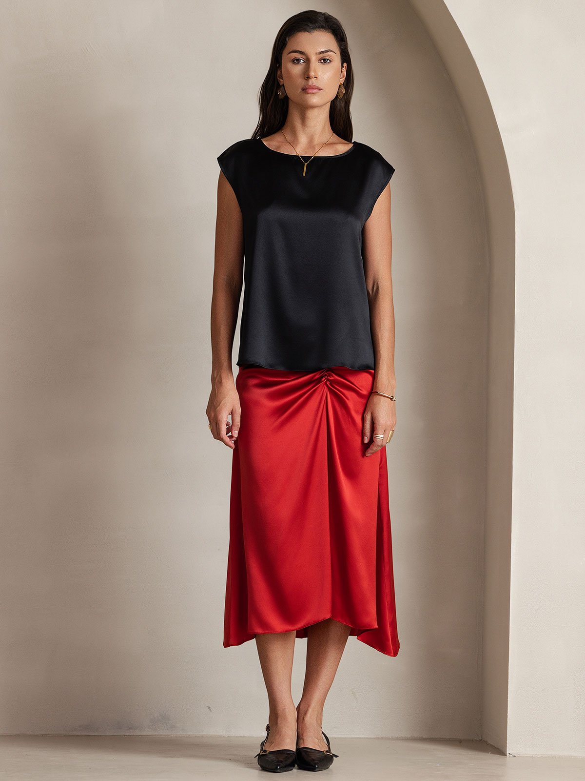19Momme Soie Manches Capuchons Blouse 19Momme Soie Manches Capuchons Blouse