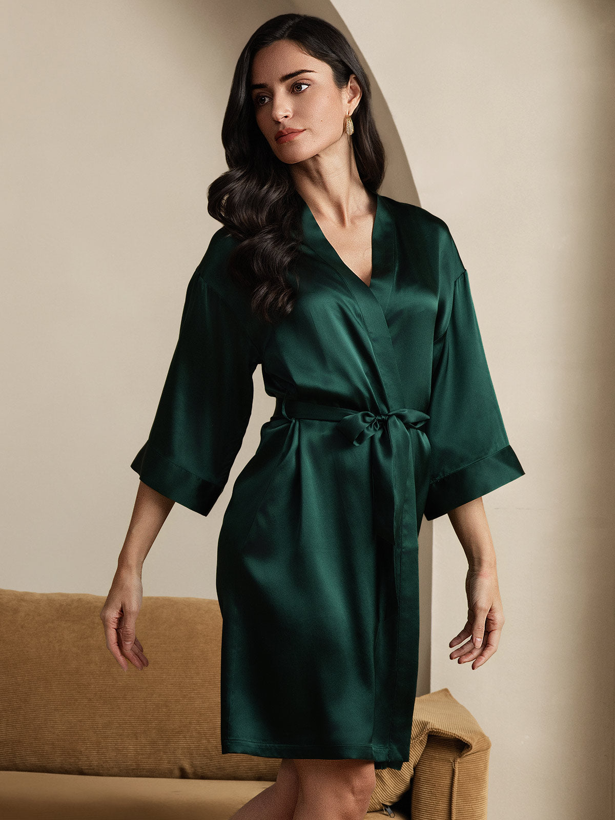Kimono Peignoir Portefeuille Ceinturée en Pure Soie pour Femme Kimono Peignoir Portefeuille Ceinturée en Pure Soie pour Femme