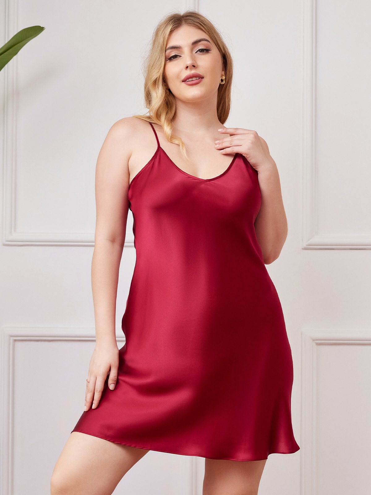 Chemise de Nuit Sexy en Pure Soie pour Grandes Tailles