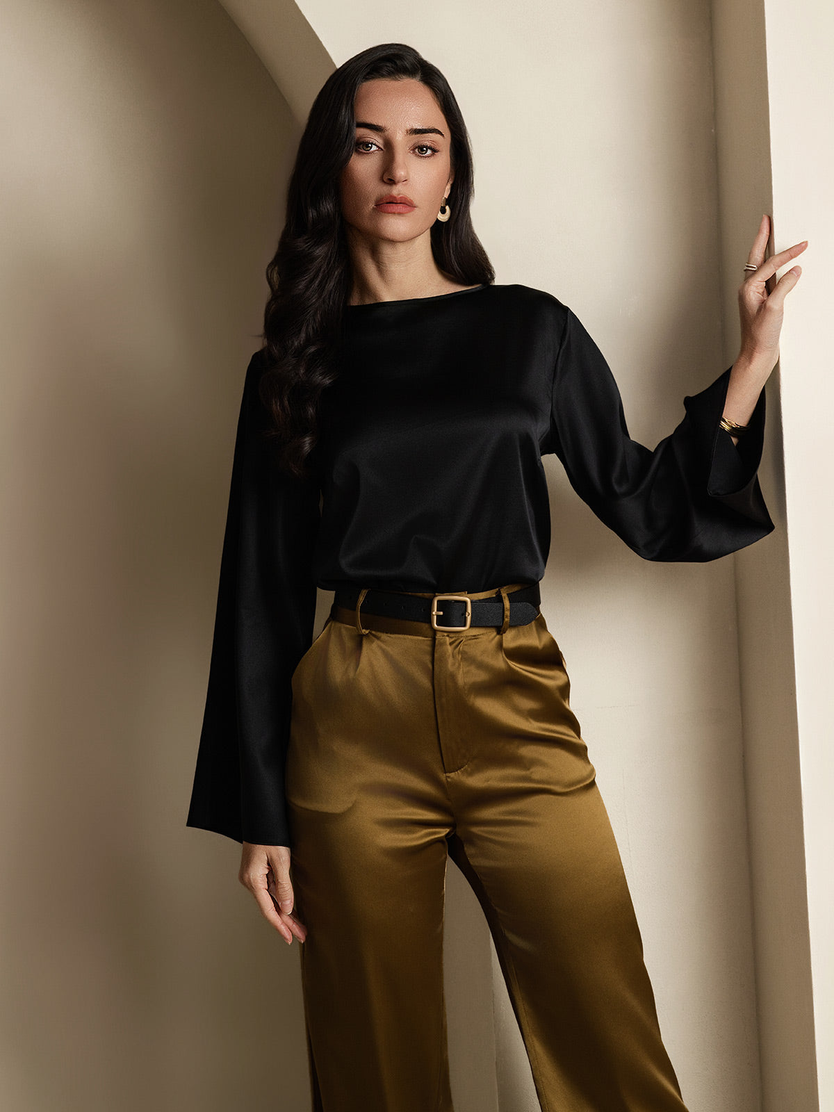 19Momme Soie Relax Longues Manches Blouse 19Momme Soie Relax Longues Manches Blouse
