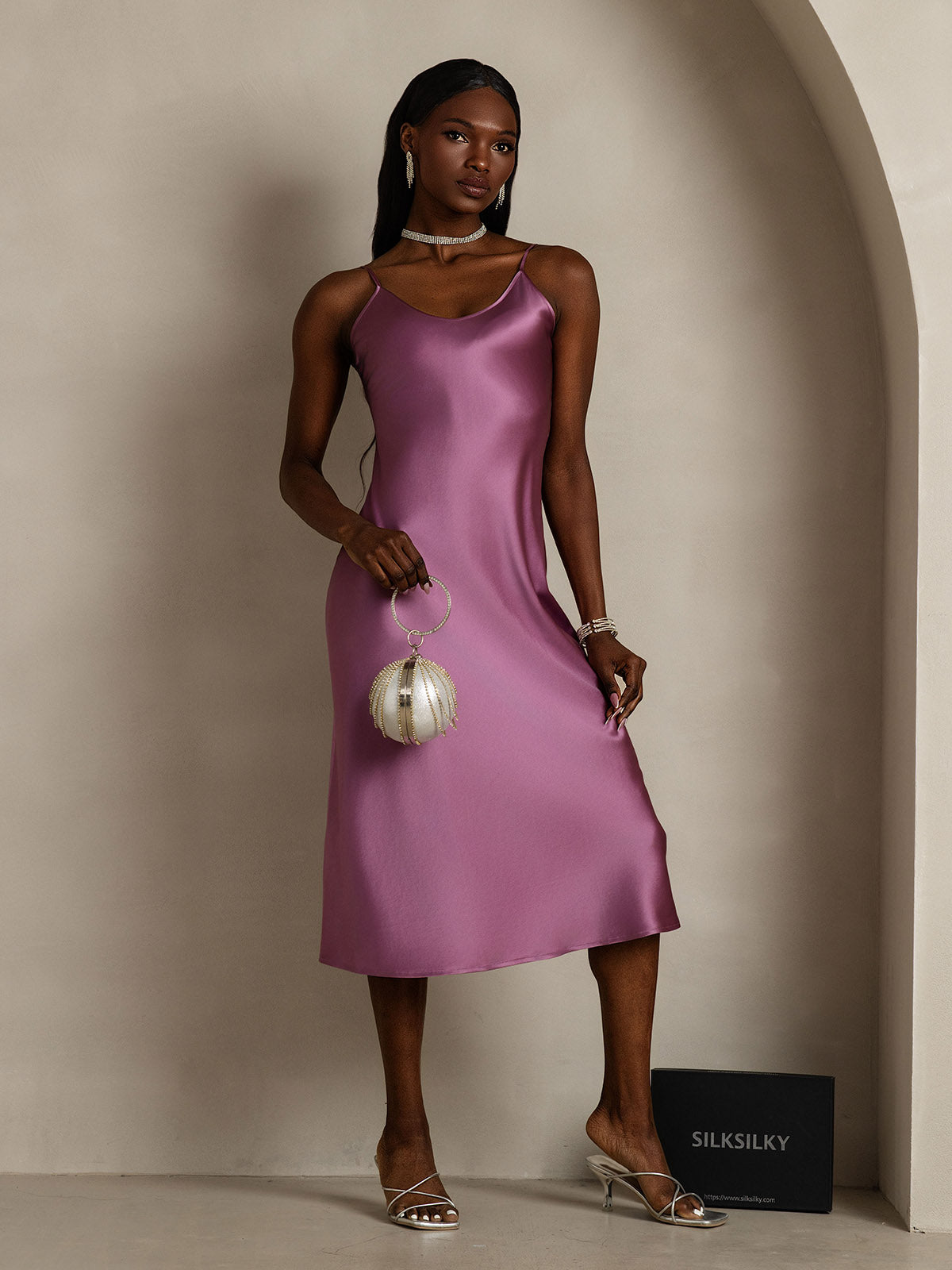 Robe Longue en Soie Pure avec Bretelles Spaghetti Robe Longue en Soie Pure avec Bretelles Spaghetti
