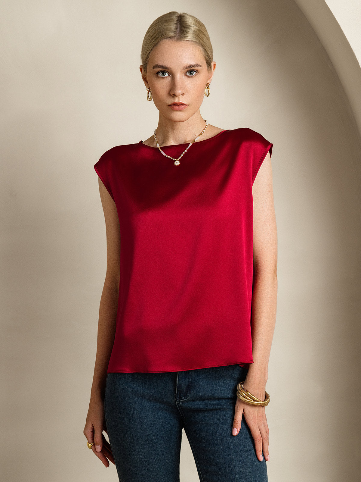 19Momme Soie Manches Capuchons Blouse 19Momme Soie Manches Capuchons Blouse