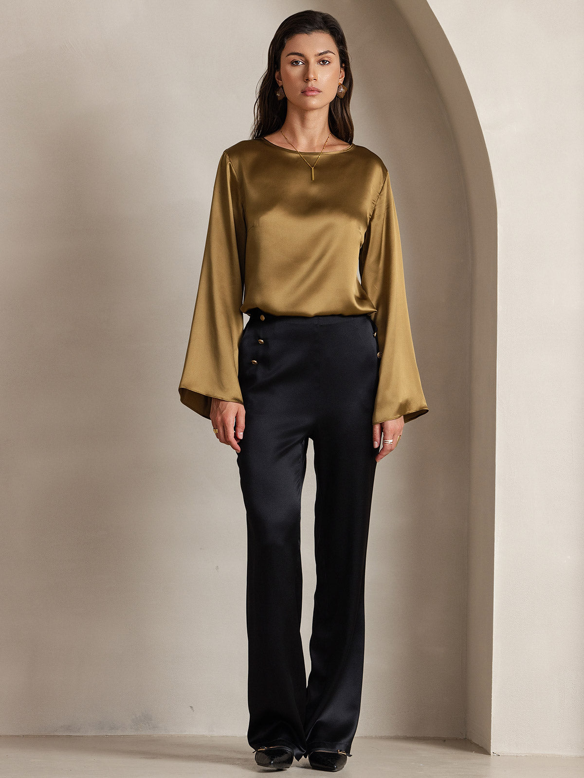 19Momme Soie Relax Longues Manches Blouse 19Momme Soie Relax Longues Manches Blouse