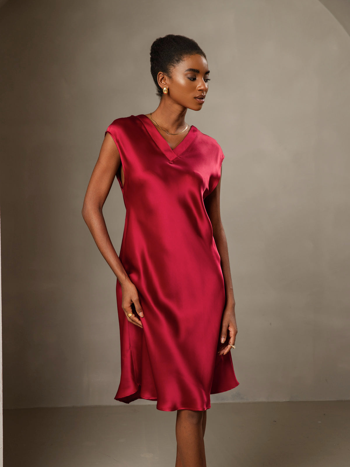 Pure Soie Élégante Cap Sleeve Robe Pure Soie Élégante Cap Sleeve Robe
