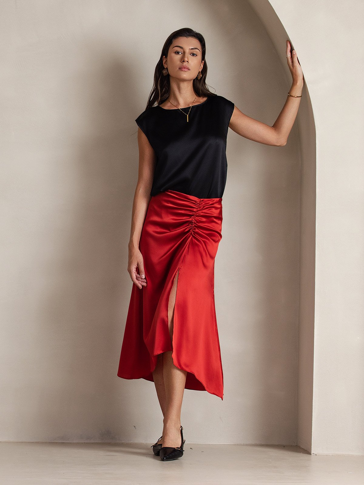 19Momme Soie Manches Capuchons Blouse 19Momme Soie Manches Capuchons Blouse