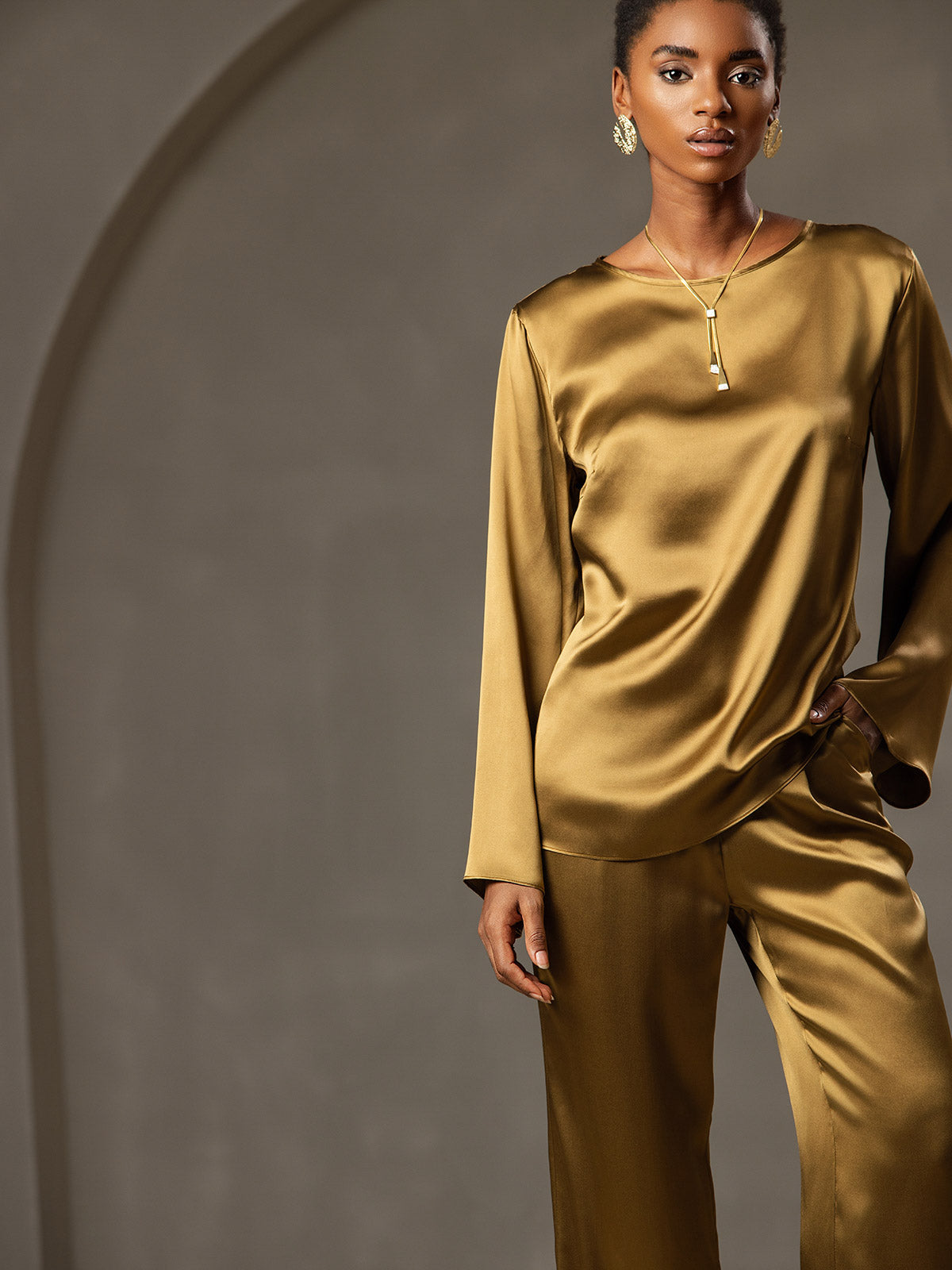 19Momme Soie Relax Longues Manches Blouse 19Momme Soie Relax Longues Manches Blouse