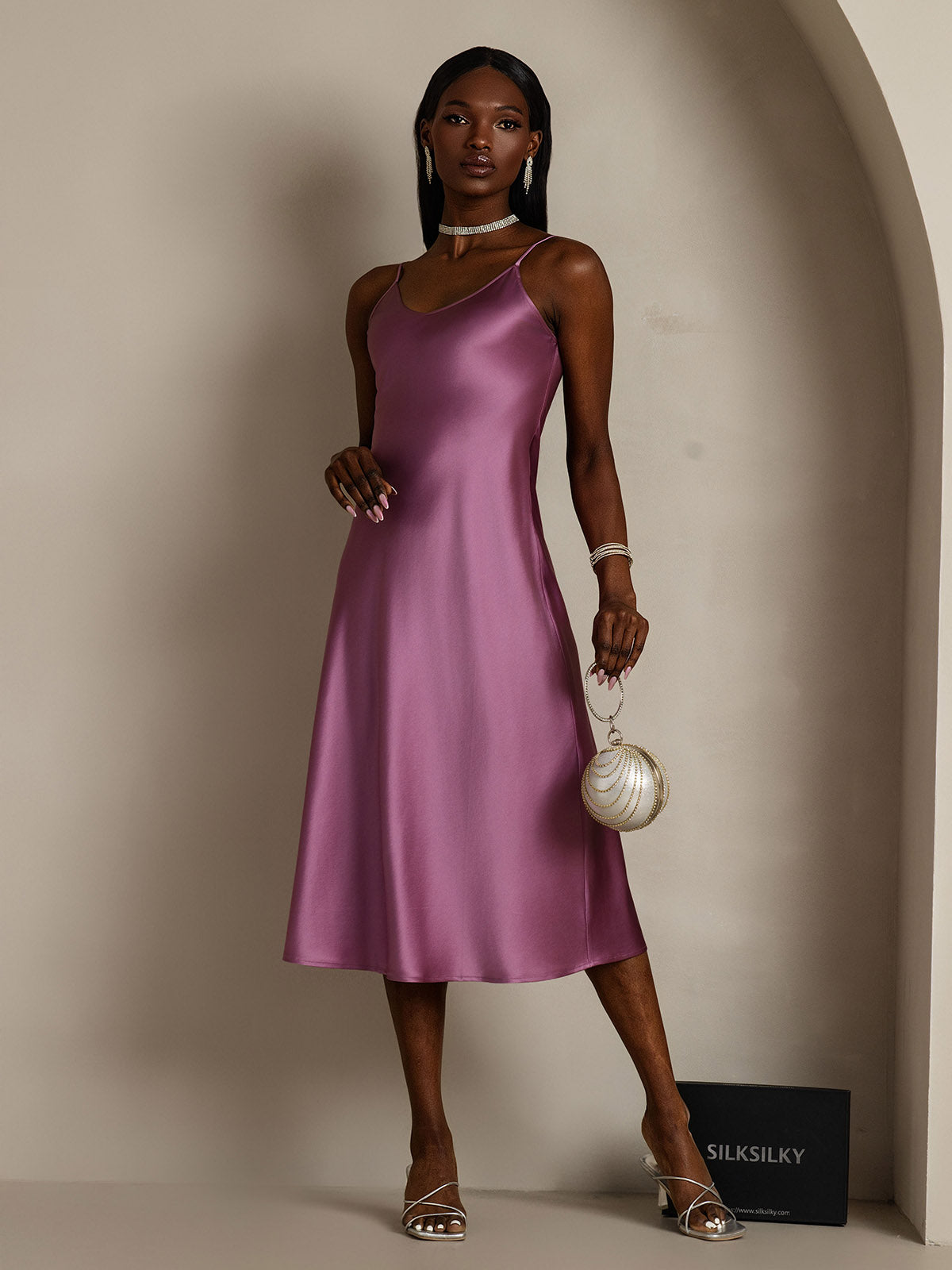 Robe Longue en Soie Pure avec Bretelles Spaghetti Robe Longue en Soie Pure avec Bretelles Spaghetti