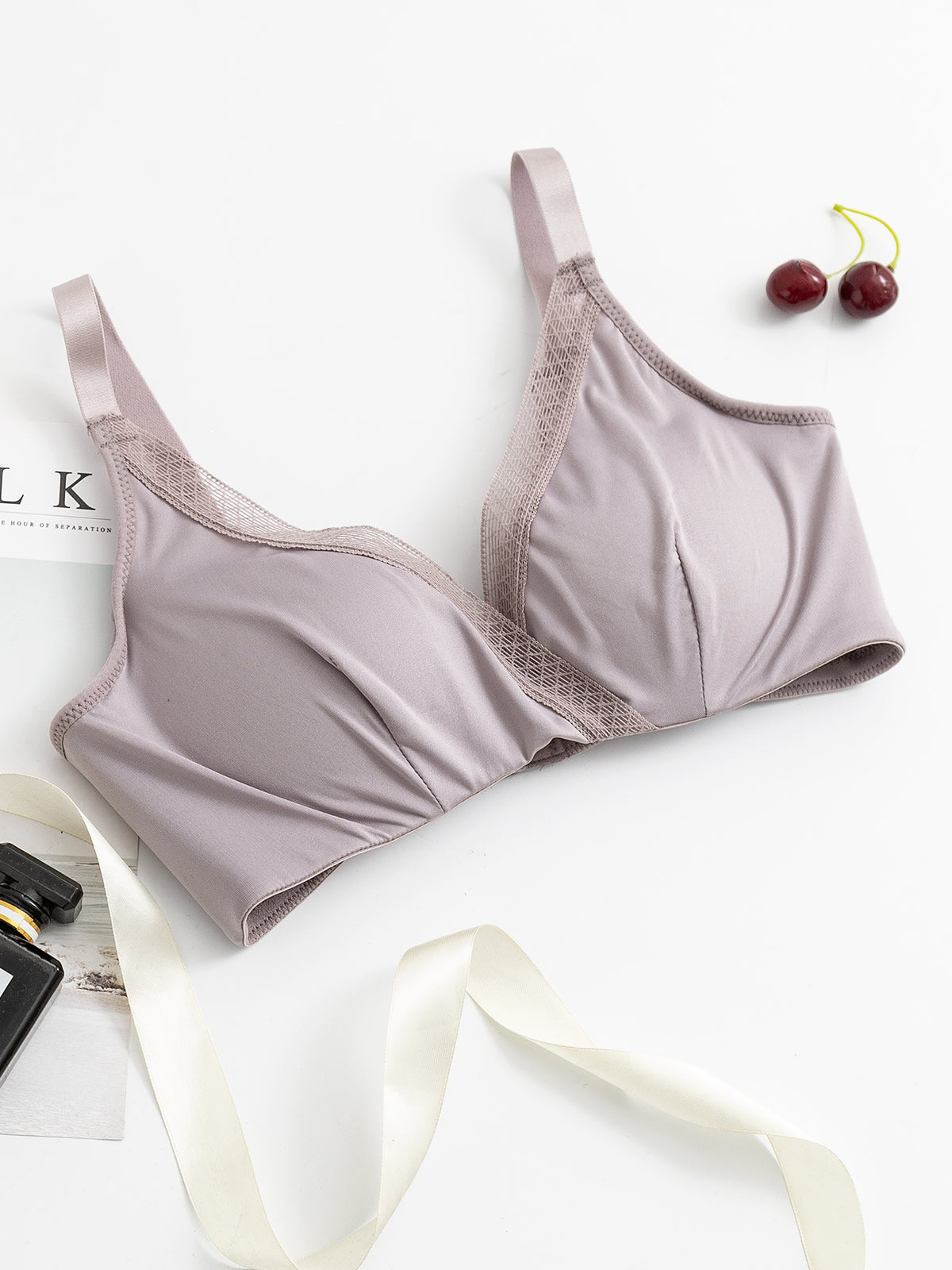 Soutien-gorge confortable en Dentelle Mélangée de soie (Culotte non incluse)