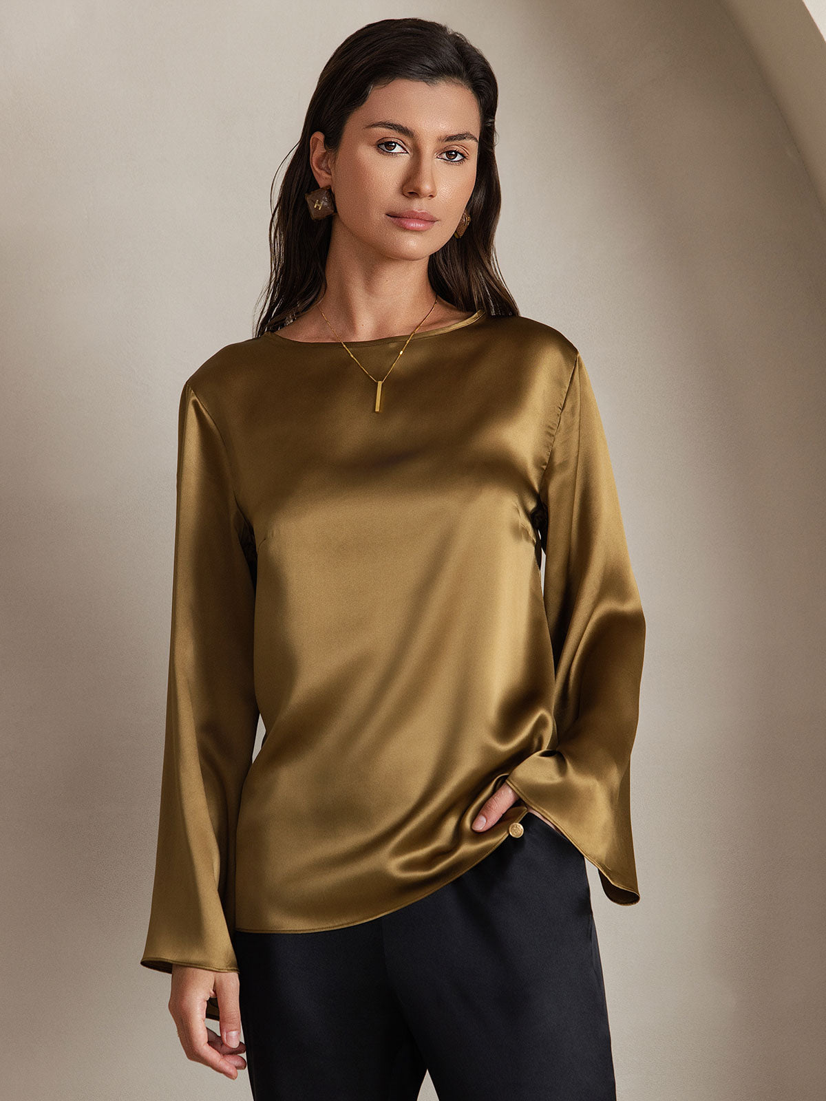 19Momme Soie Relax Longues Manches Blouse 19Momme Soie Relax Longues Manches Blouse