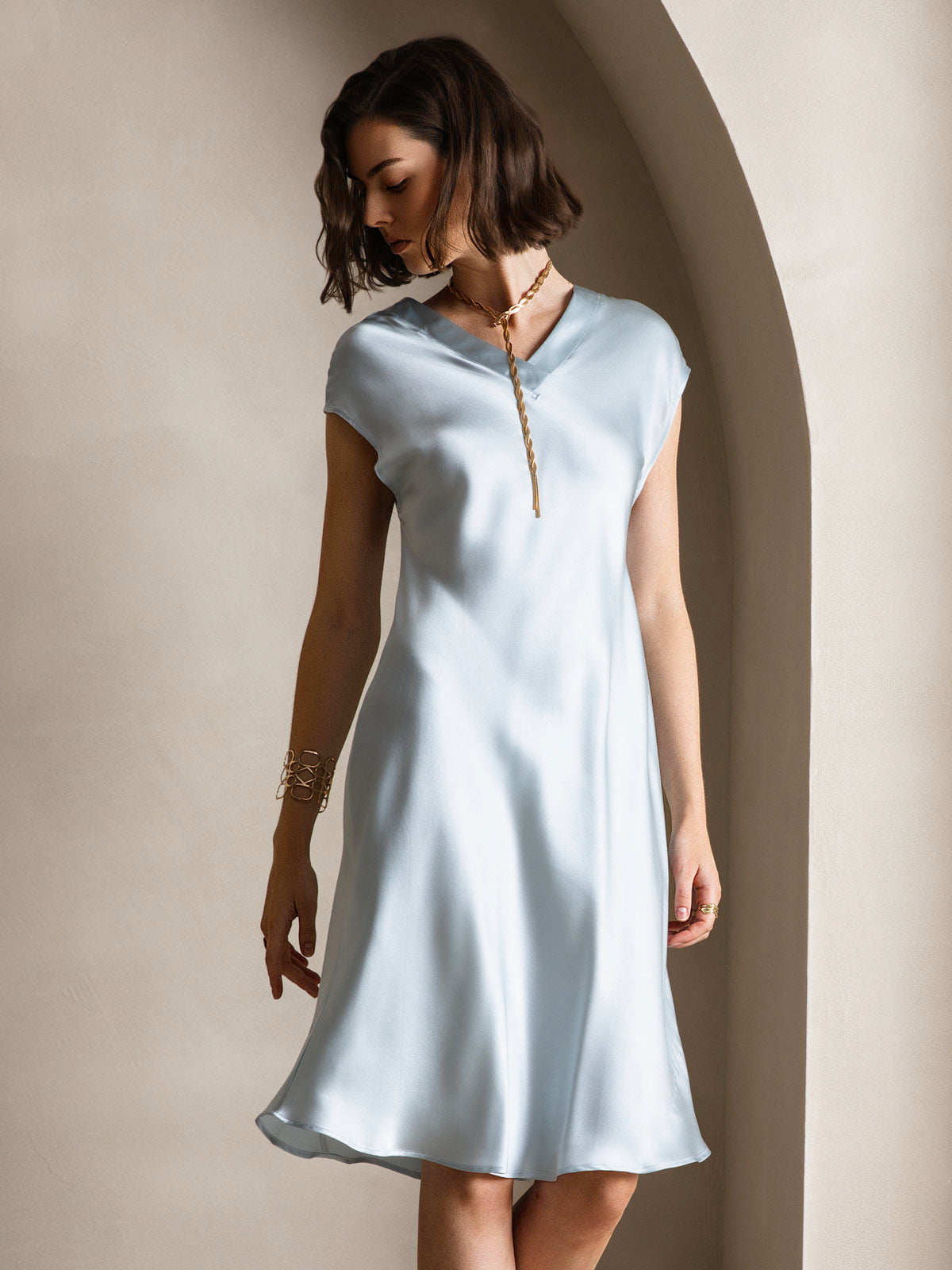 Pure Soie Élégante Cap Sleeve Robe Pure Soie Élégante Cap Sleeve Robe