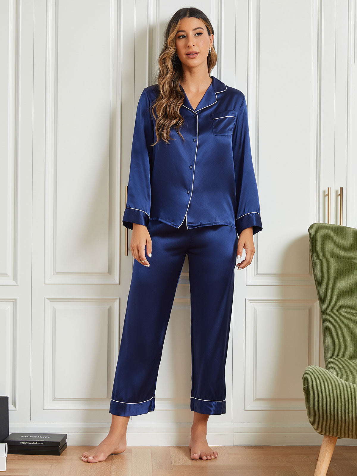 Ensemble Pyjama à Manches Longues en Pure Soie Ensemble Pyjama à Manches Longues en Pure Soie