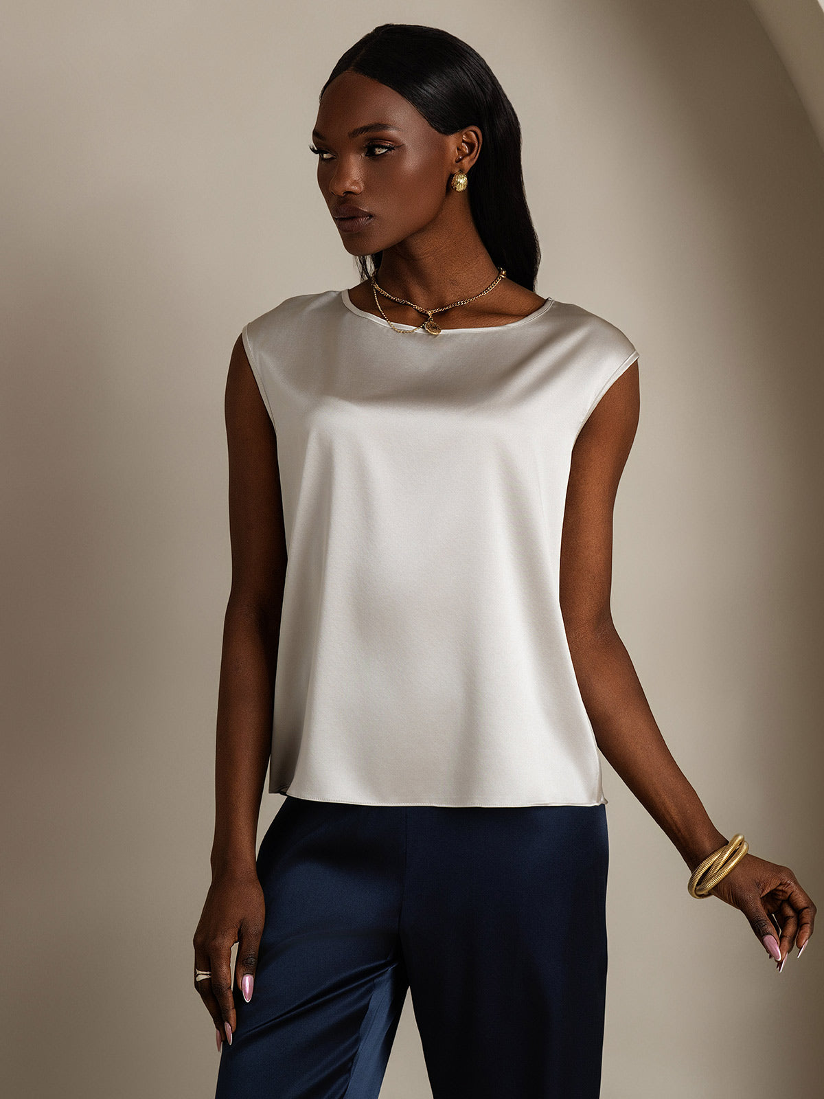 19Momme Soie Manches Capuchons Blouse 19Momme Soie Manches Capuchons Blouse