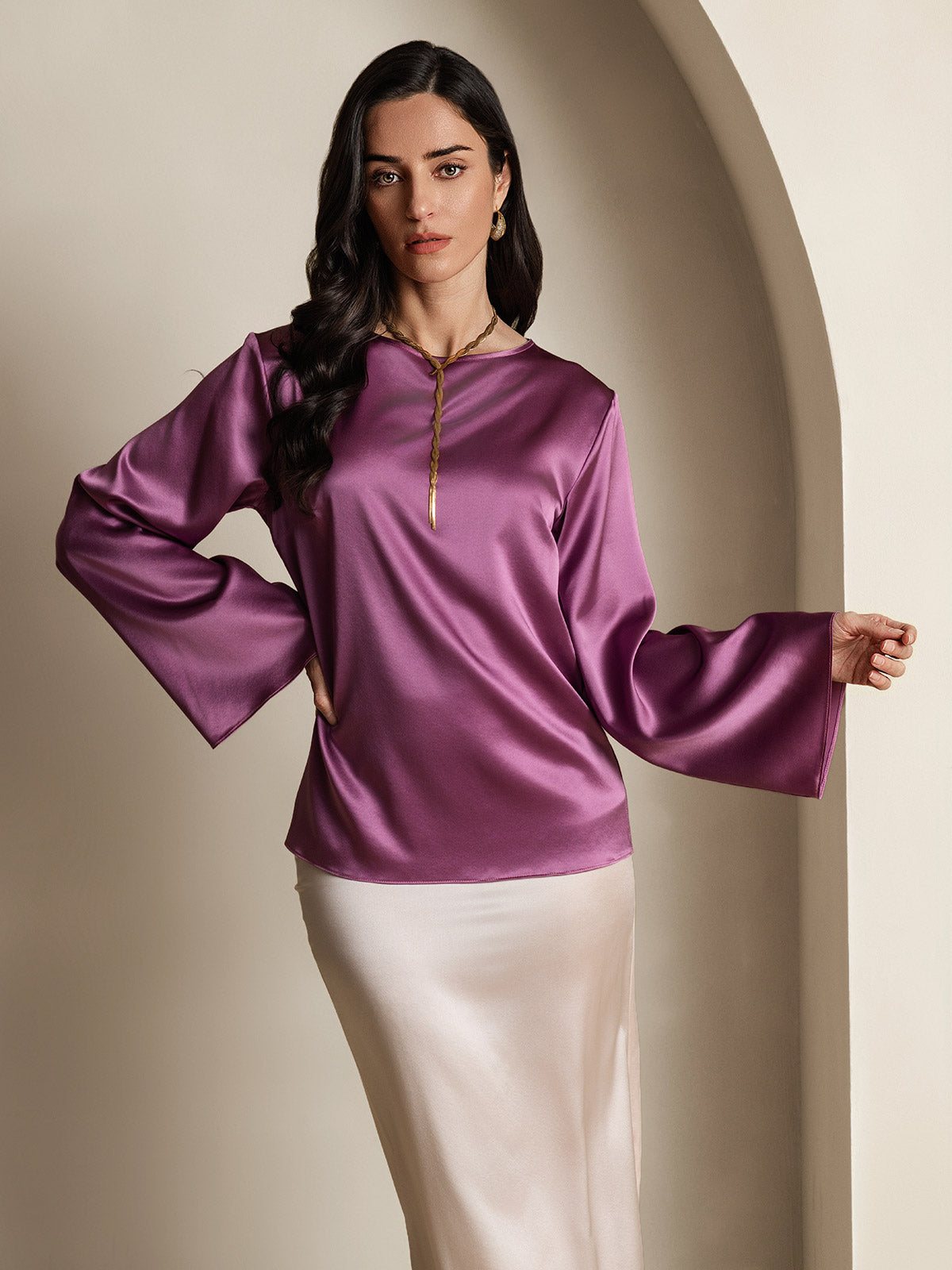 19Momme Soie Longues Manches Blouse 19Momme Soie Longues Manches Blouse
